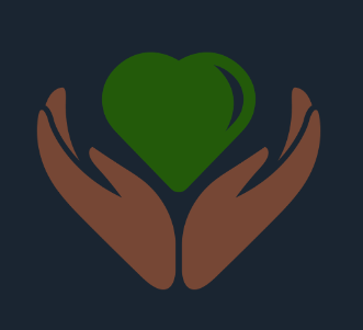 Black hands holding a green heart, symbolizing self love.